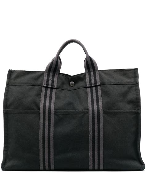 farfetch Hermes canvas tote